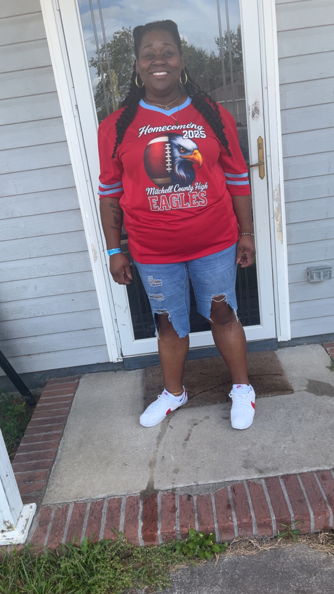 Custom red "Homecoming 2025 Mitchell County High Eagles" jersey shirt